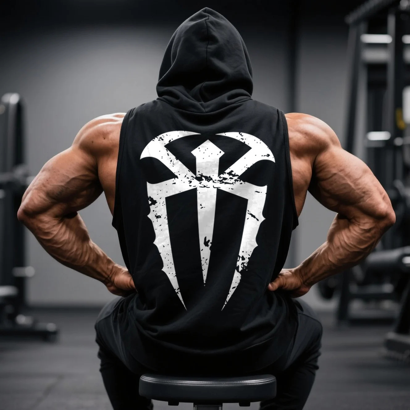 Large Size Loose Comfortable Breathable Hooded Sleeveless Top Fitness Sports Wrestling Fighting Hooded T-shirt / TECHWEAR CLUB / Techwear