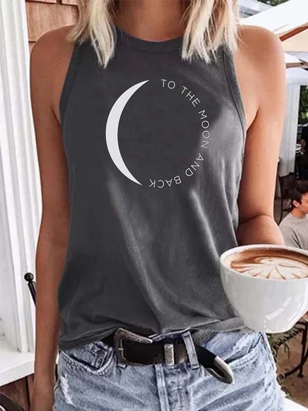 Sleeveless Cotton-Blend Casual Crew Neck Vests