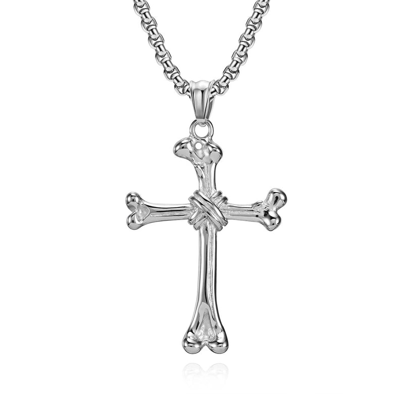 Hip-Hop Retro Cross Titanium Steel Polishing Men's Pendant Necklace