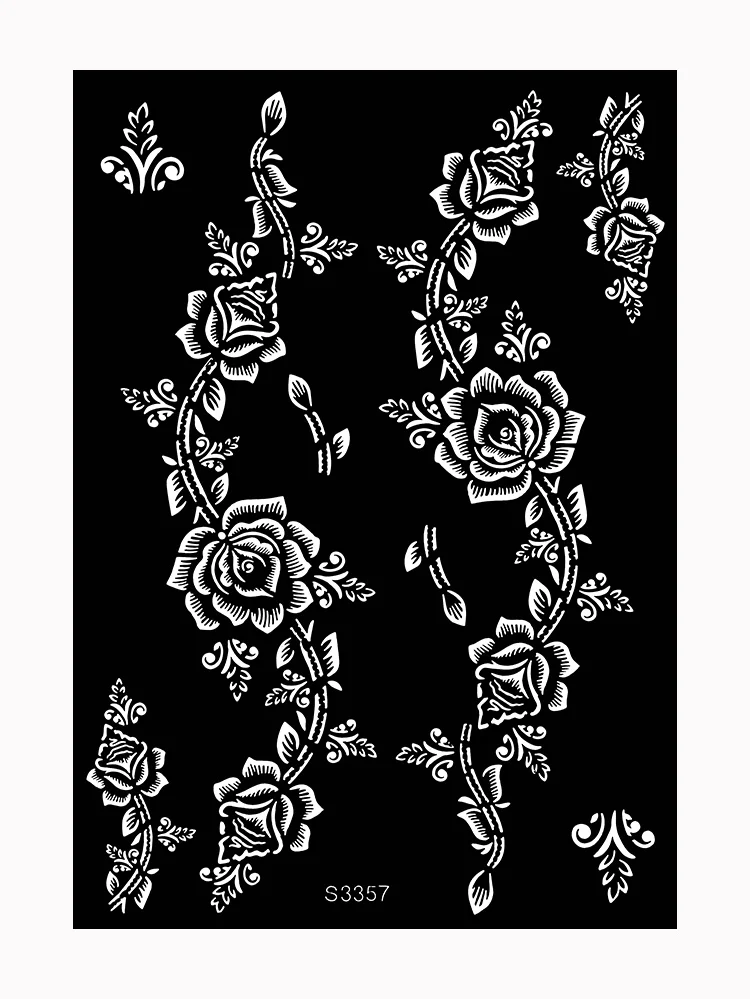 Sdrawing Drawing Henna Template for Hand Henna Tattoo Stencil Flower Tattoo Design for Women Wedding Festival Party Tatoo Tools