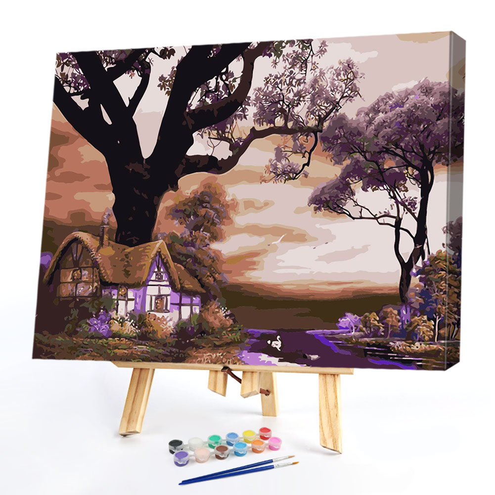 

40*50CM Paint By Numbers-Mountain Cabin, 501 Original
