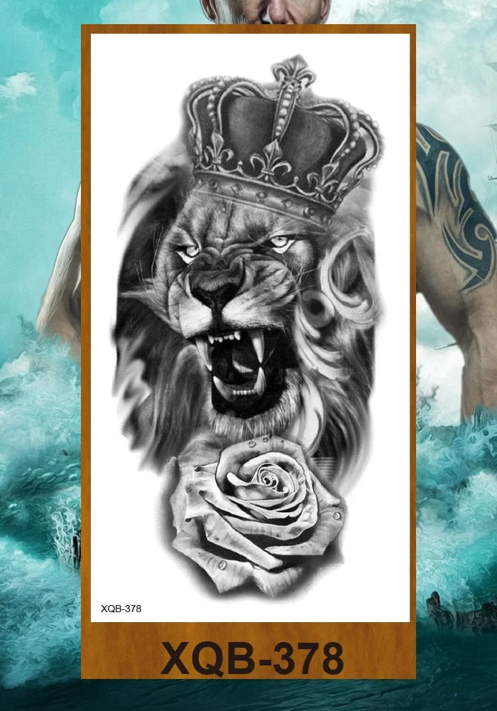 Sexy Fake Tattoo for Woman Large Leg Thigh Body Tattoo Stickers Waterproof Temporary Tattoos Peony Lotus Flowers Fish Dragon