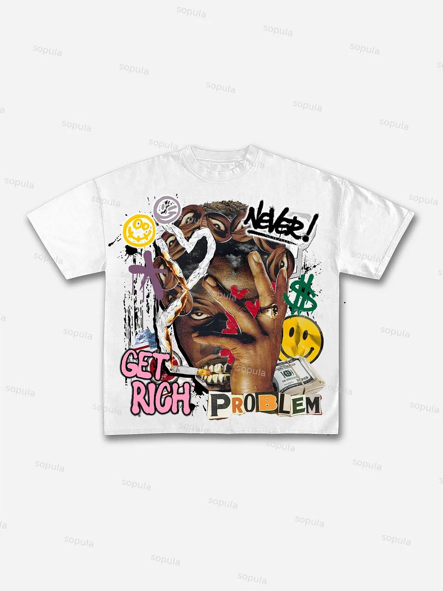 Richer Than My Opps Vintage Abstract Man Graphic Cotton T-shirt