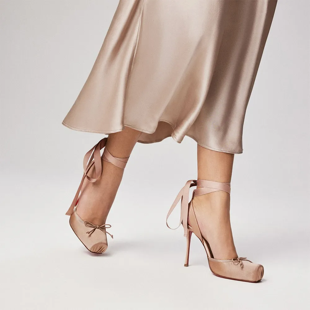 100mm Elegant Silk Pumps Red Bottom Party Shoes Wedding Banquet Shoes-vocosishoes