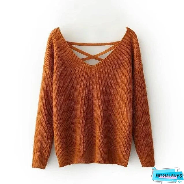 Knit Long Sleeve Backcross Sweater