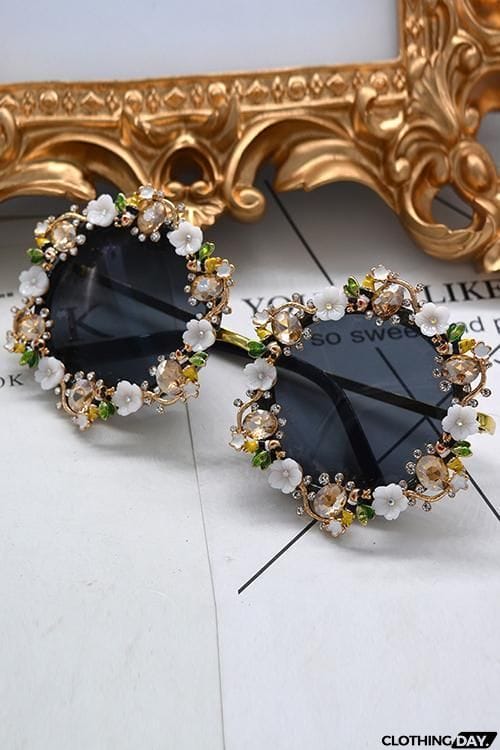 Flower Rhinestone Sunglasses
