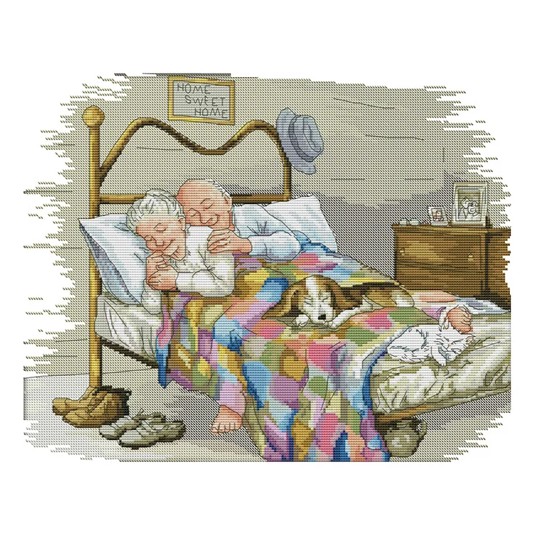 『YiShu』Old Couple - 14CT Stamped Cross Stitch(44*36cm)