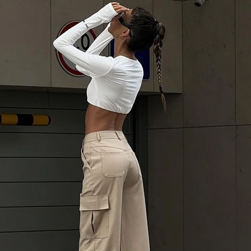 Uveng Uveng Summer New Trend Sexy Sweet And Hot Wind French Square Collar Navel Design Sense Long-Sleeved Top Female