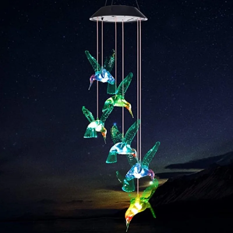 Solar Wind Chime Lamp (transparent hummingbird lamp)