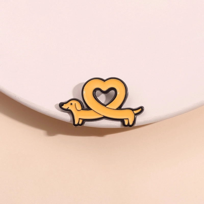 Cute Pin Dog Heart Shape Alloy Plating Unisex Brooches