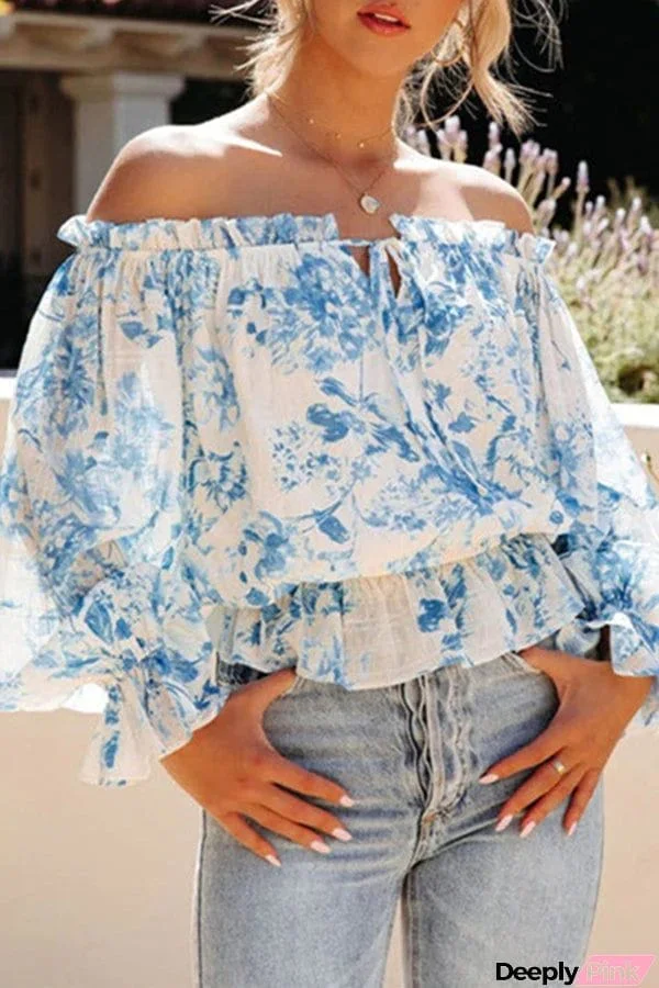 Coastal Cove Printed Off The Shoulder Blouse