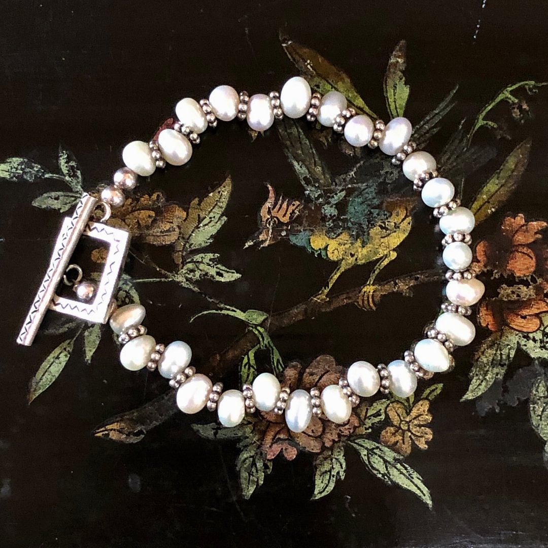 White Fresh Water Pearl Bracelet with Sterling Silver
