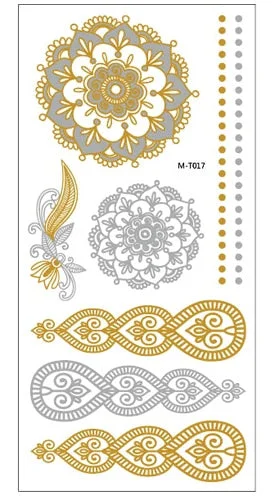 1sheet Indian Arabic body art women metallic temporary Mandala Flash Tattoos necklace sticker gold lace tatoo tatuagem maquiagem