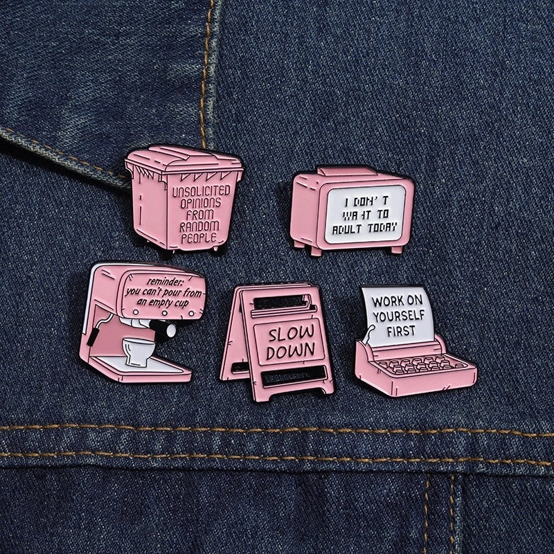 Cartoon Style Cowboy Style Fax Machine Coffee Machine Alloy Stamping Stoving Varnish Plating Women’s Brooches