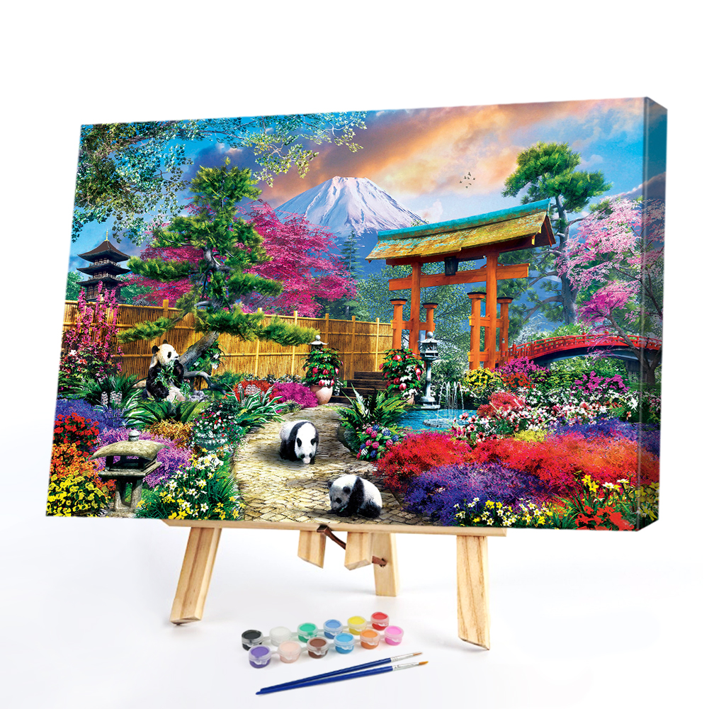 

60*40CM - Paint By Numbers - Panda in Garden (Big Size), 501 Original