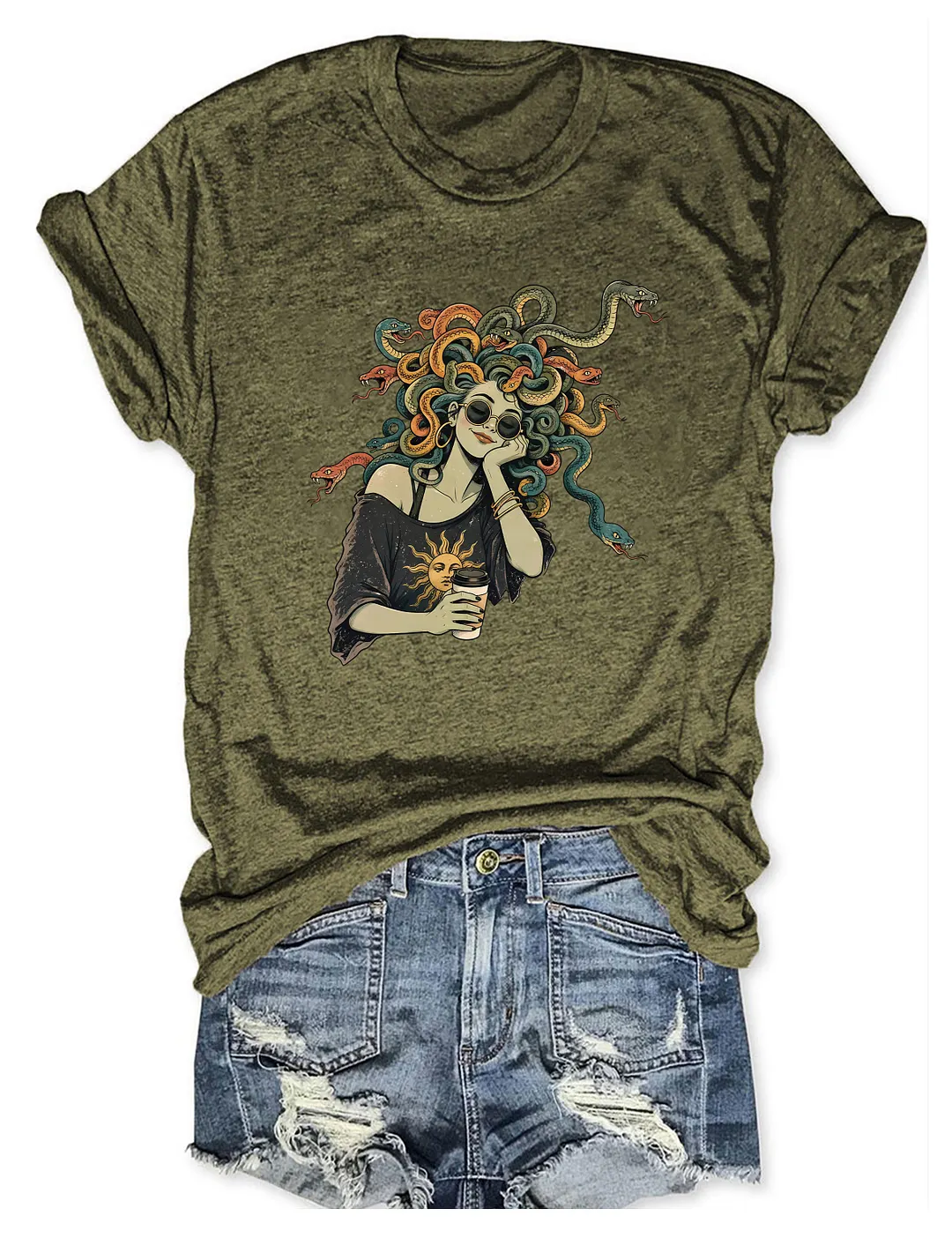 Cute Medusa Coffee T-shirt