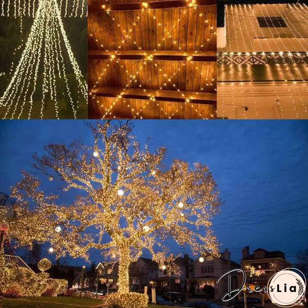300/200/100/50/10 LED 9COLORS Creative Waterproof 8 Modes Solar Powered Copper Wire String Lights for Outdoor Indoor Home Garden Party Wedding Patio Tree Christmas Decoration