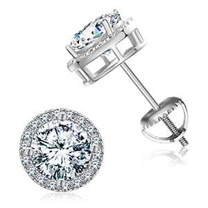 925 Sterling Silver Real 0.5-2CT Moissanite Stone Round Stud Earrings For Women Men Fashion Jewelry Pass Diamond Test 