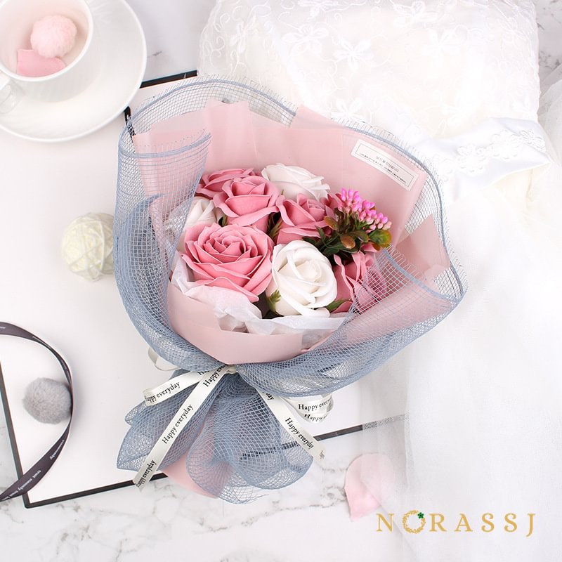 Elegant Fake Rose Soap Flower Bouquet for Valentine's Day Gift