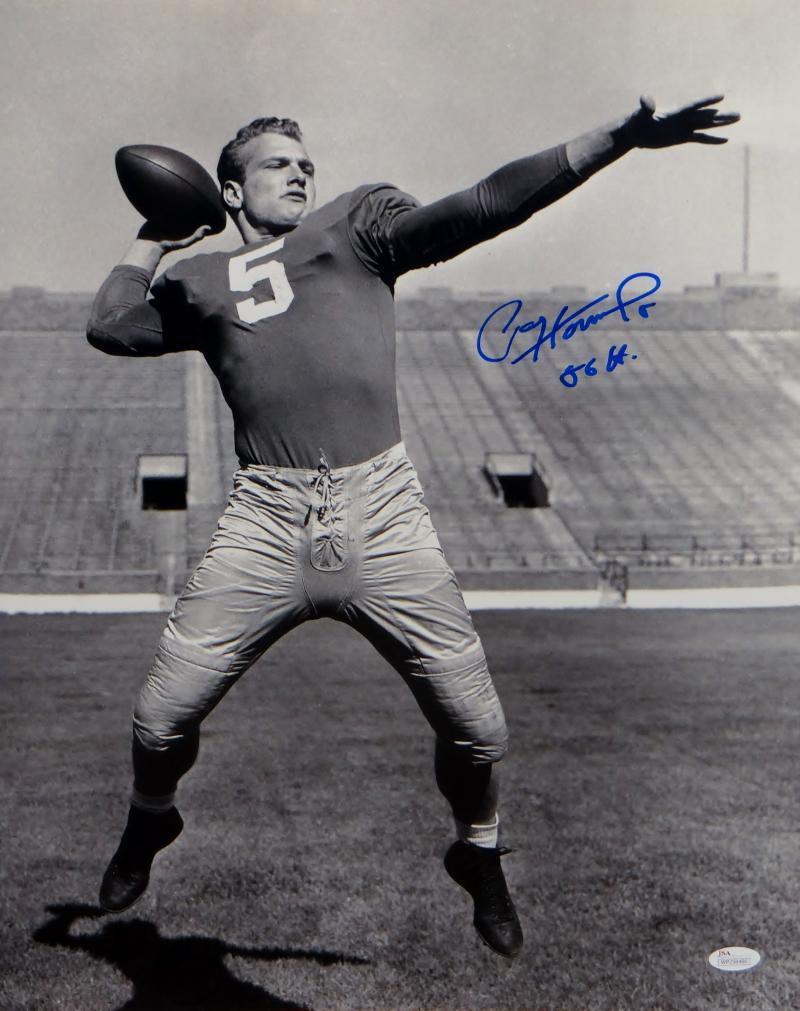 Paul Hornung Autographed Notre Dame 16x20 B&W Throwing Photo Poster painting W/ 56 H- JSA W Aut