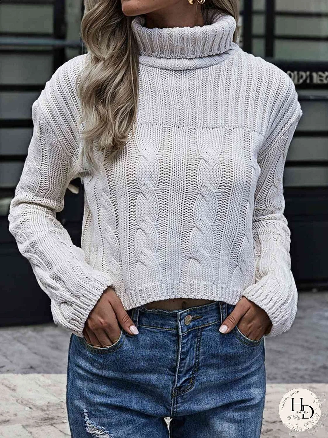Cable-Knit Turtleneck Sweater