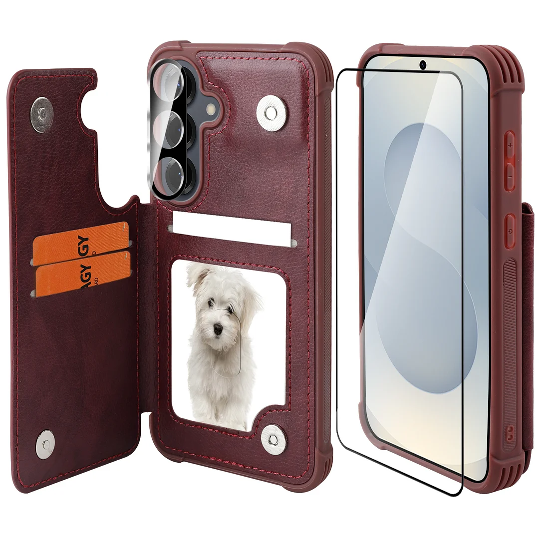 VANAVAGY Wallet Case Compatible for Galaxy S25 5G with Credit Card Holder and Coin Pocket