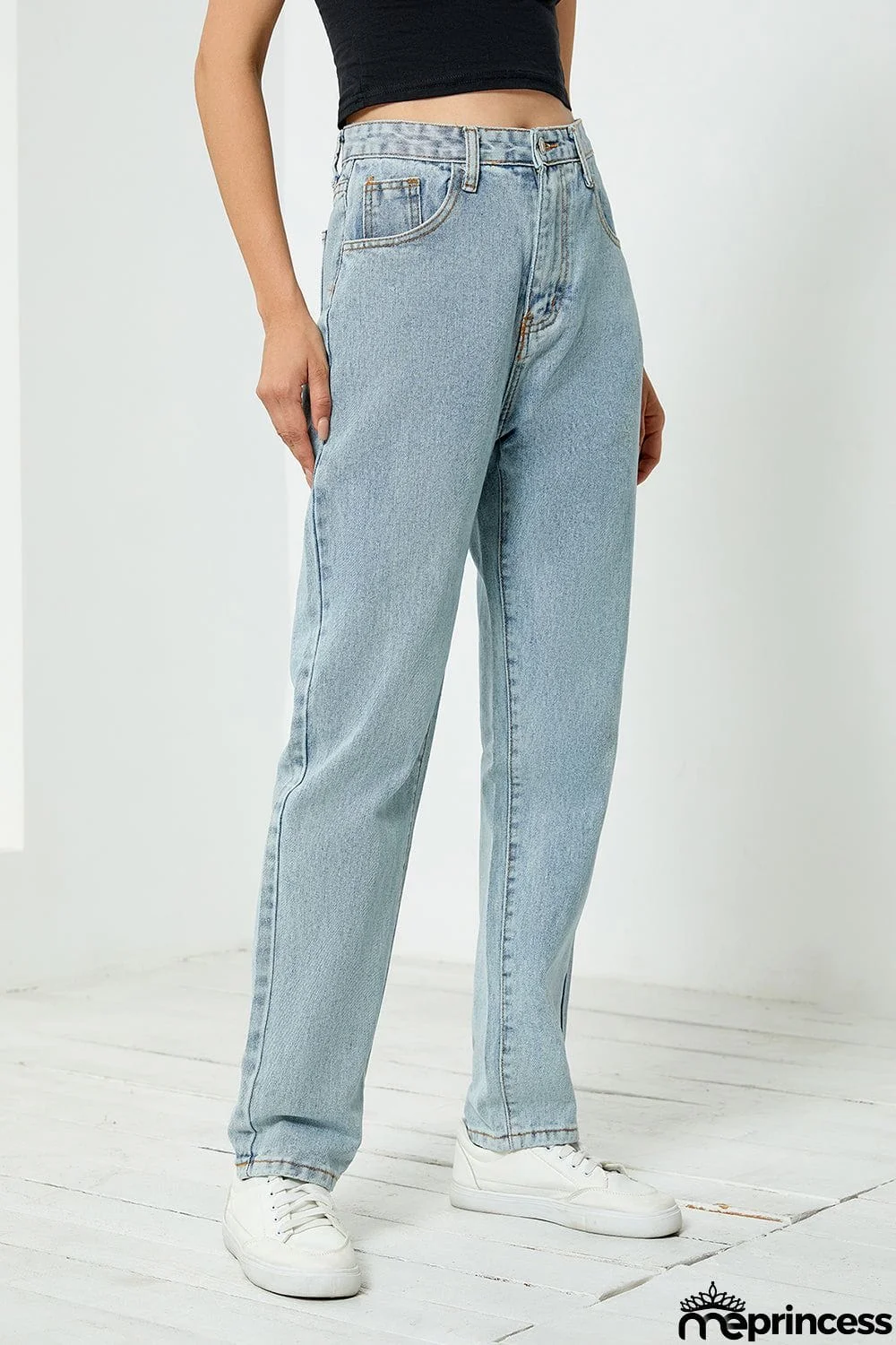 High Waist Straight Leg Jeans