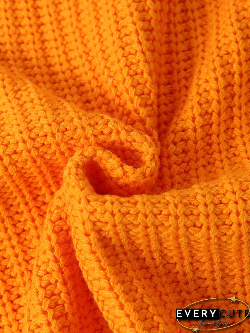 Solid Color O-neck Flare Sleeves Casual Sweater