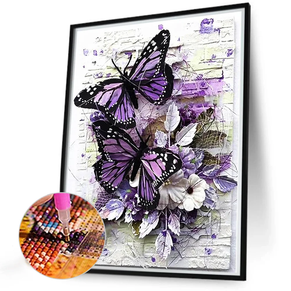 4pcs Diamond Painting - Full Round Drill - Butterfly(Canvas|30*40cm)