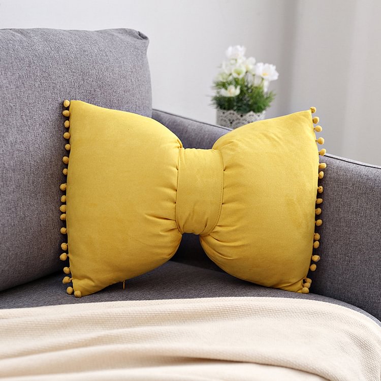Homemys Pure color cute princess bedside bay window bow pillow