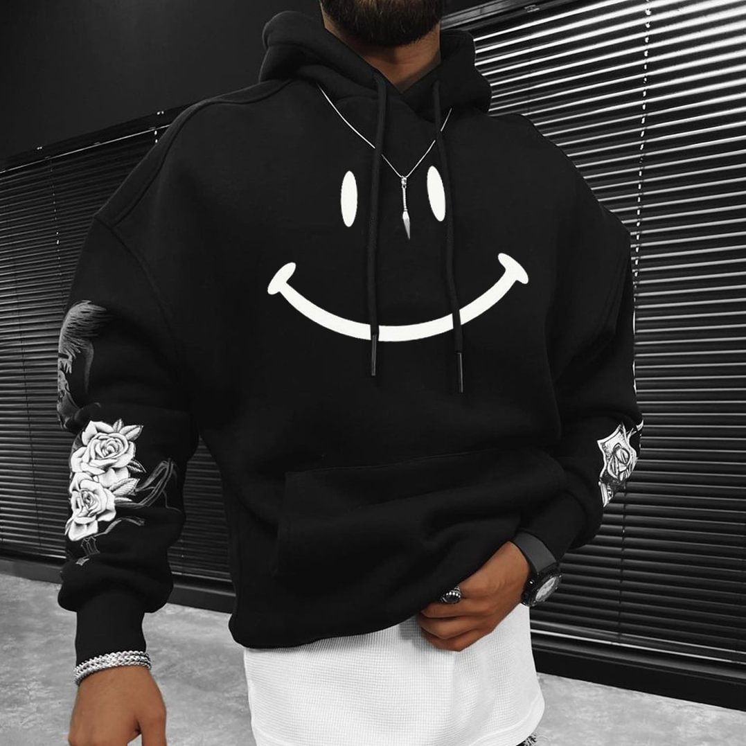 Men's Oversized Vintage Smiley Casual Sweatshirt