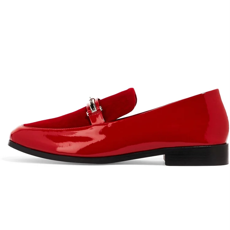 Red Mirror Leather Loafers for Women |FSJ Shoes