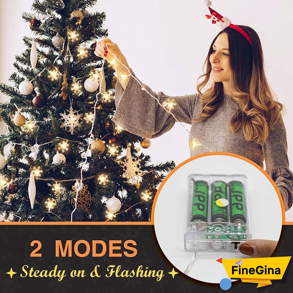 Battery Operated Snowflake Fairy String Lights For Indoor Outdoor Home Bedroom Patio Room Garden Party Xmas Christmas Tree Decorations(Battery Is Not Include)