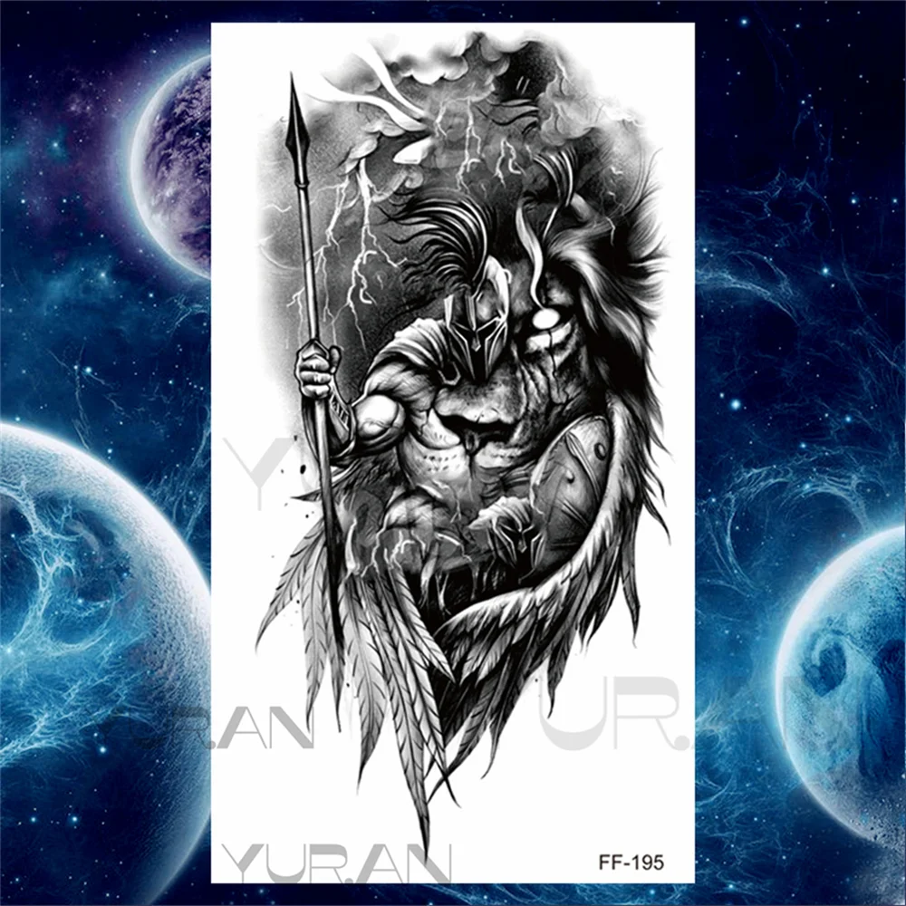 Sdrawing Scary Temporary Tattoos For Men Women Realistic Wolf Forest Lion Tiger Vampire Compass Fake Tattoo Sticker Arm Body Tatoos
