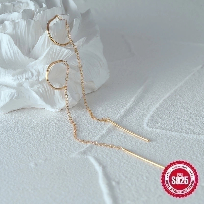 1 Pair 925 Sterling Silver Geometric Solid Color Drop Earrings