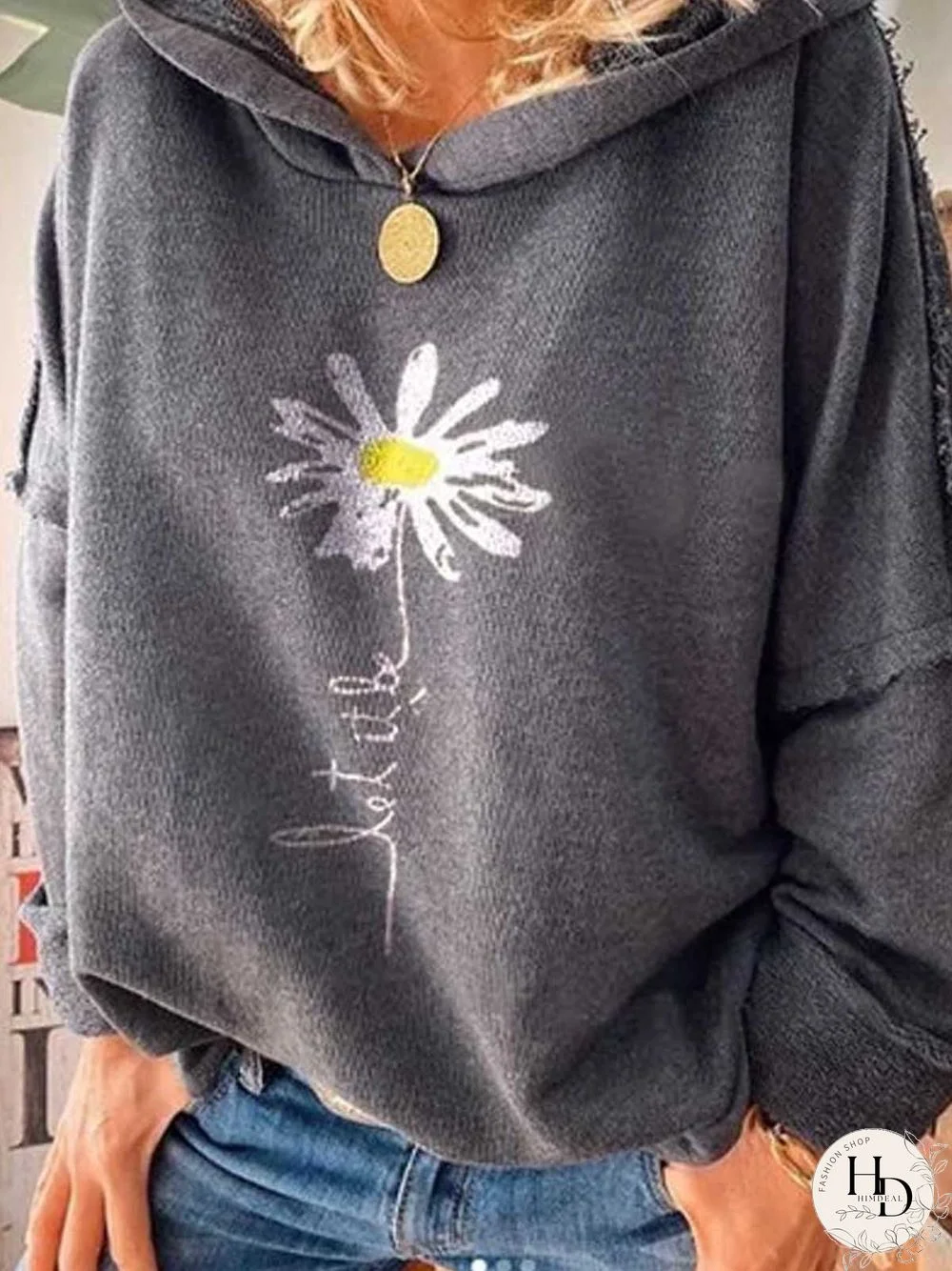 Gray Casual Long Sleeve Cotton-Blend Patchwork Sweatshirt