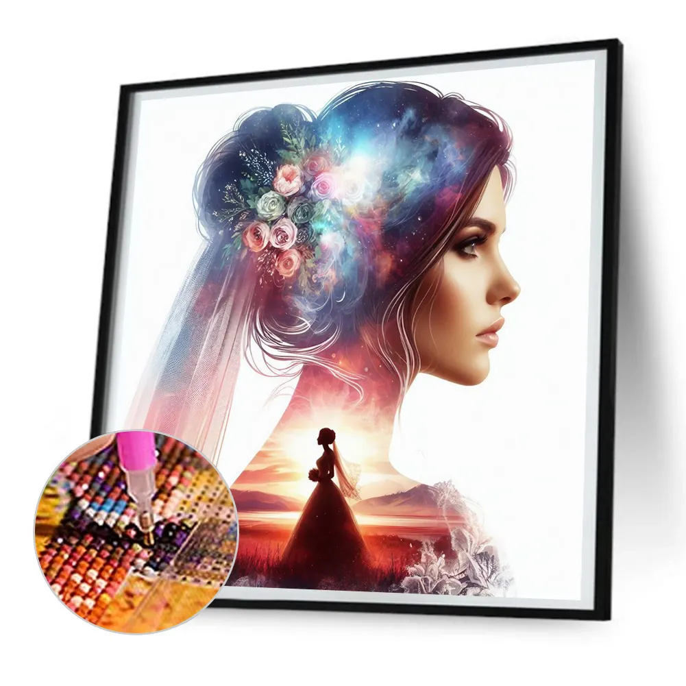 Diamond Painting - Full Round Drill - Romantic Wedding Silhouette(Canvas|30*30cm)