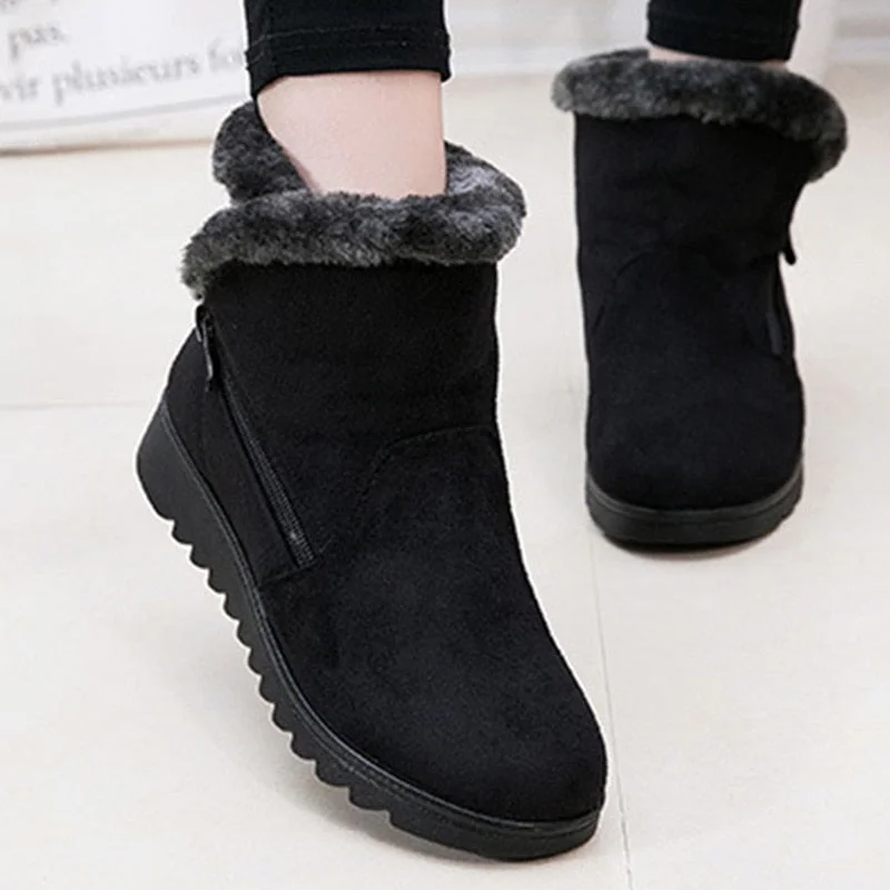 Vstacam Winter Warm Women Snow Boots Platform Casual Shoes Plus Size Ladies Boots Zipper Woman Fur Waterproof Ankle Botas Mujer Shoes