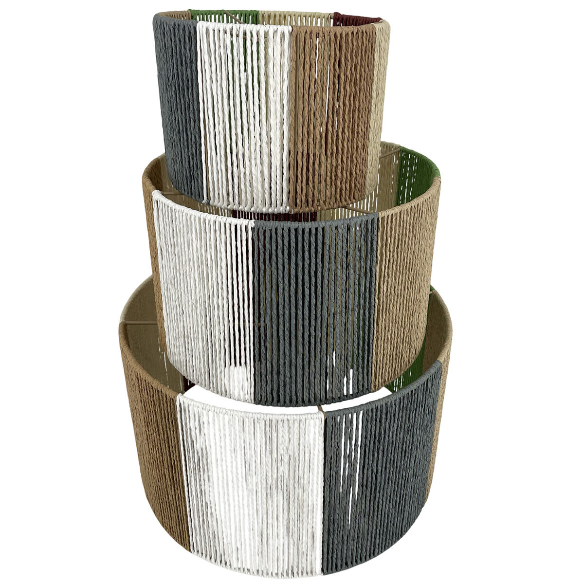 Lamp Shade Home ESPRIT Multicolour Metal Fibre Natural Urban 52 x 52 x 31 cm (3 Pieces)