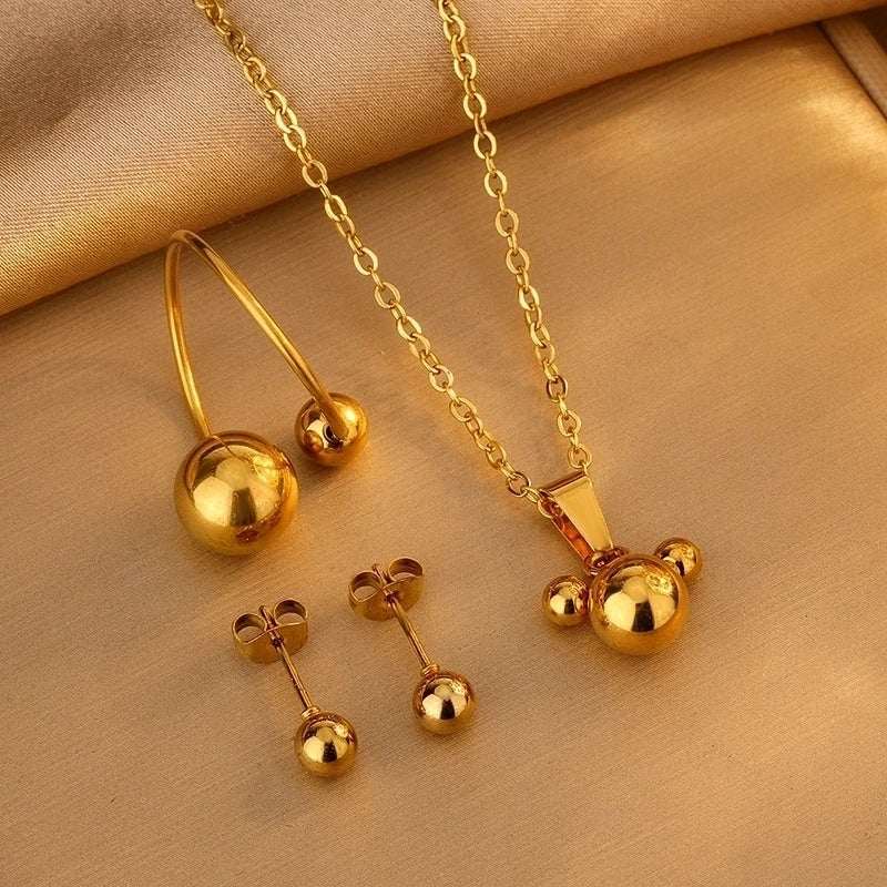 Minimalist Classic Style Streetwear Flower Petal 304 Stainless Steel 18K Gold Plated Flowers Earrings Necklace Jewelry Set