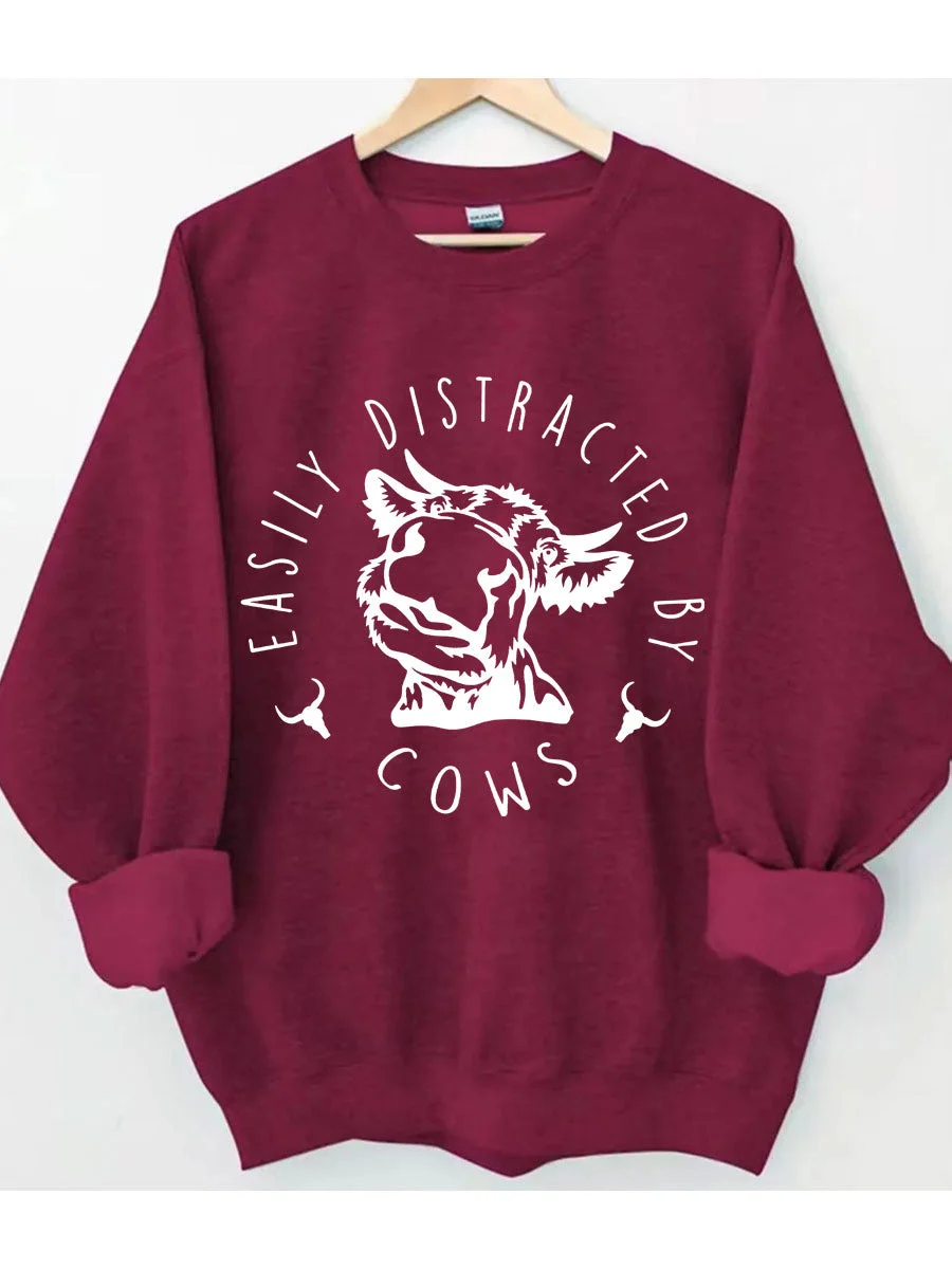 Easily Distracted By Cows Sweatshirt