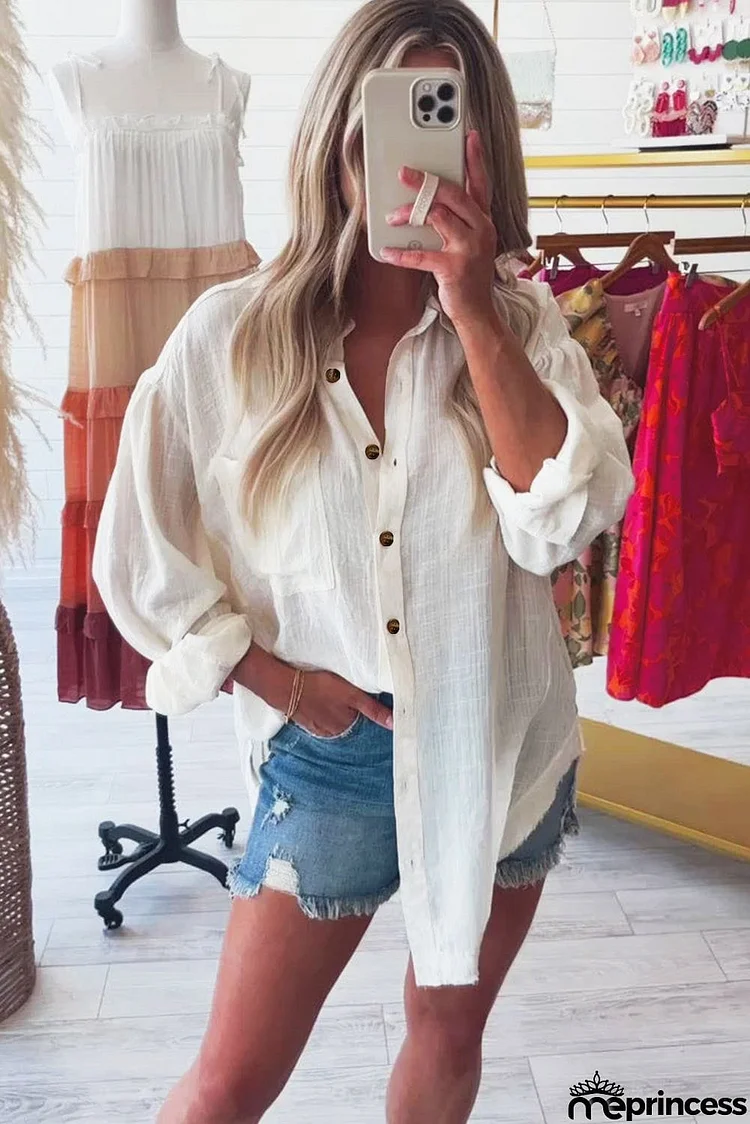 Dropped Shoulder Button Down Shirt