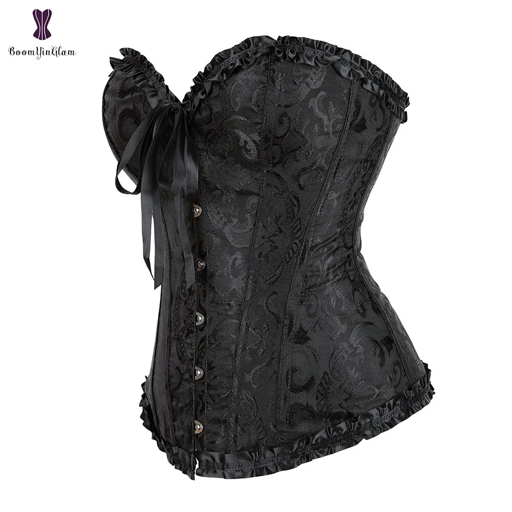 Uaang Body Training Shapewear Corset Pleated Trimmer Corselet Lace Up Boning Corsets & Bustiers With G String 810#