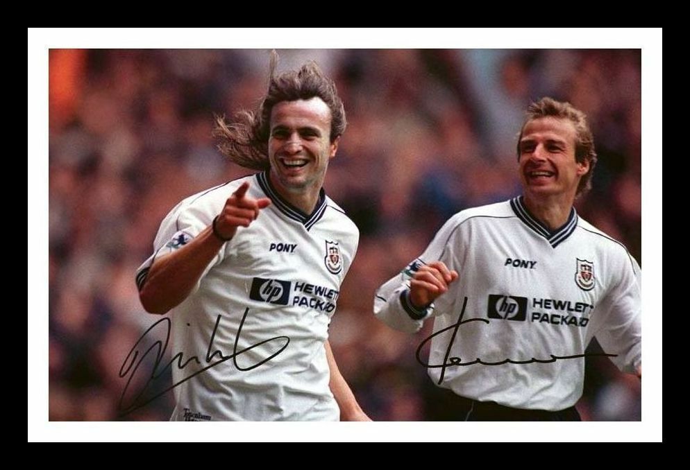 Jurgen Klinsmann & David Ginola - Tottenham Hotspur Signed & Framed Photo Poster painting