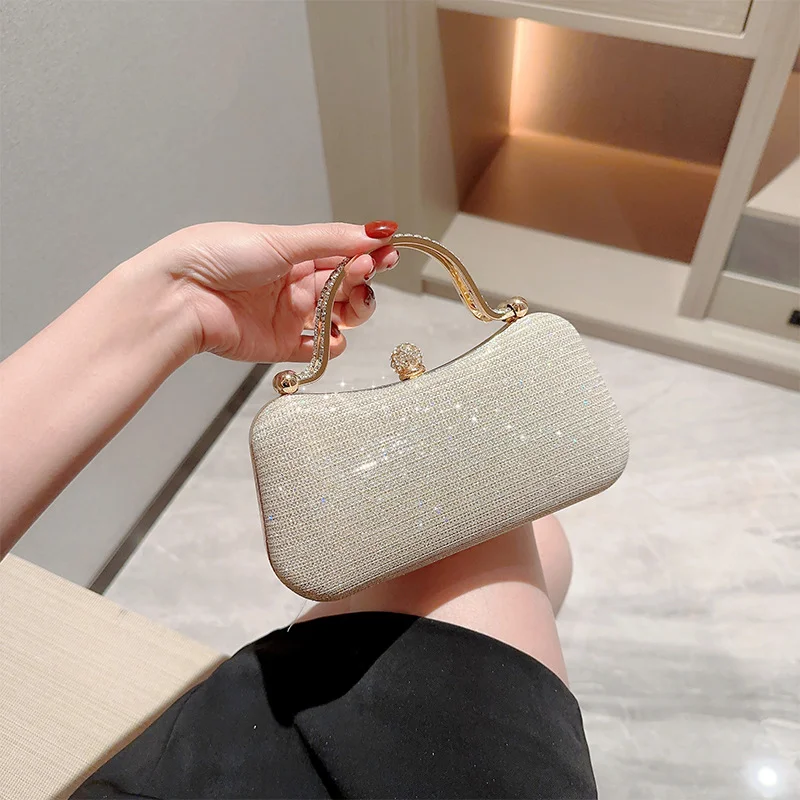 Women's Diamond Studded Glitter Mini Clutch Bag
