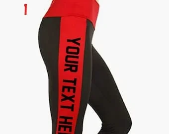 pornhint Pornhint ONE SIZE Black - Red Custom LEGGINGS Pants for Women and Youths, , Design Your Own Workout Yoga Gym Leggings, Spandex & High Waisted Pants