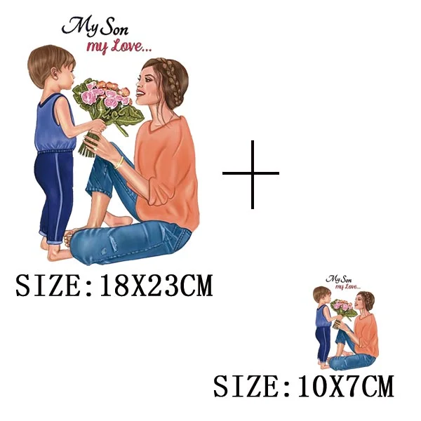 Mom&Baby Iron On Transfer For Woman Clothing DIY Washable Thermal Stickers On T-shirt Lovely Design Appliqued Patches On Clothes