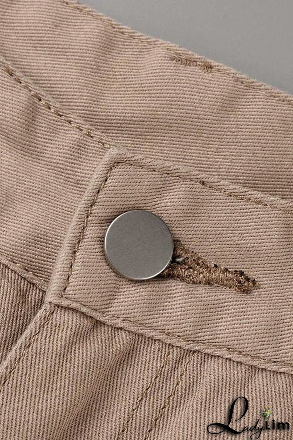 Green Street Solid Patchwork Pocket High Waist Straight Solid Color Bottoms