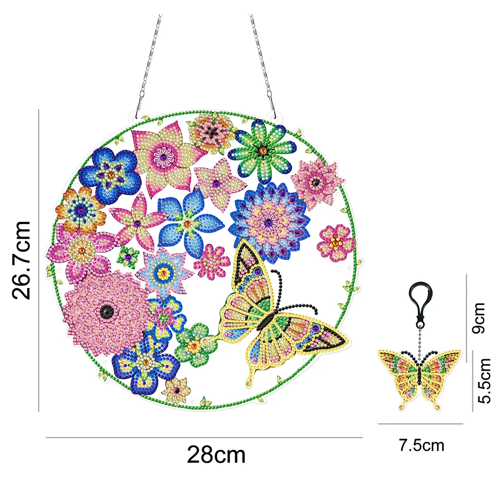 DIY Diamond Painting Hanging Christmas Wreath - Flower Butterfly