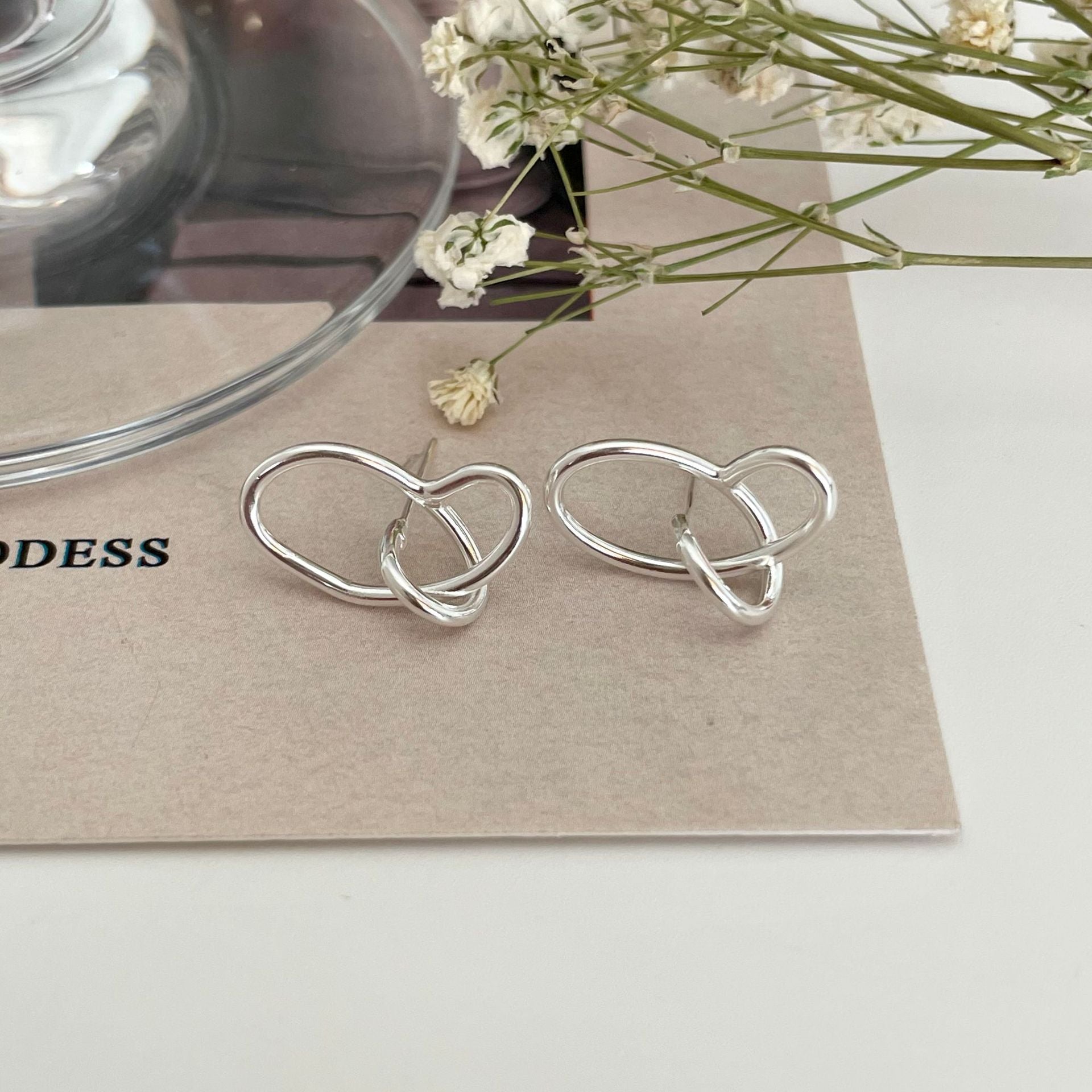 925 Sterling Silver Versatile Cross Text Letter Number Silver Electroplating Stud Earrings